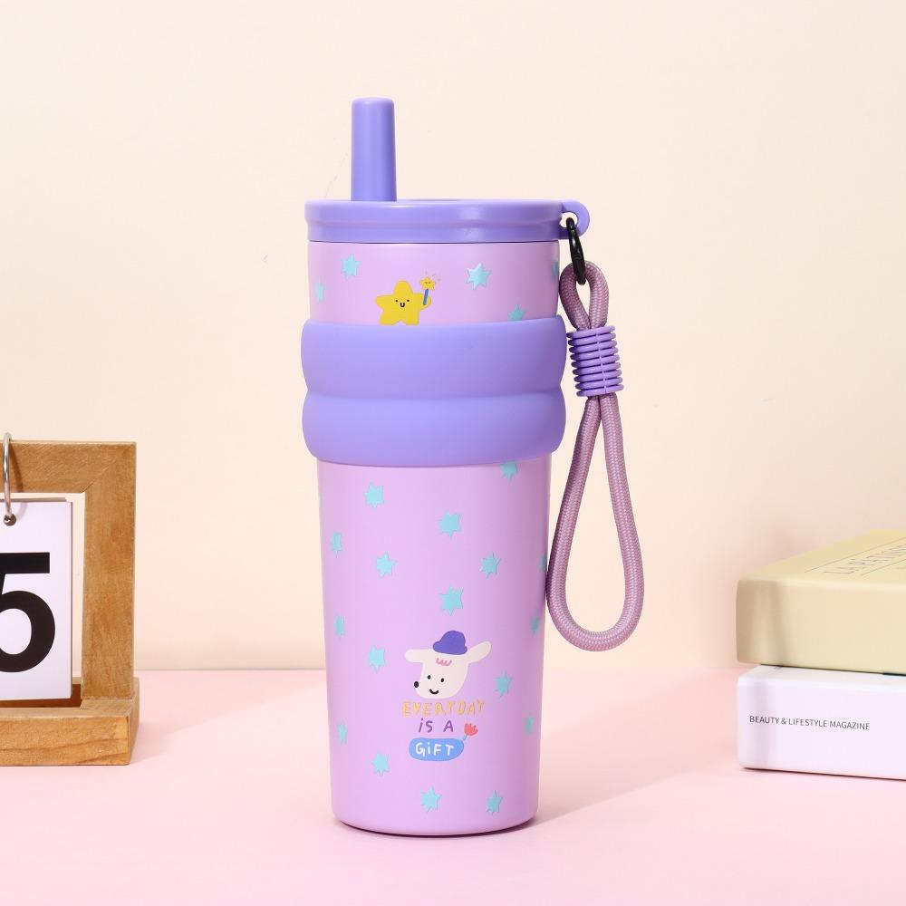

600ML Vacuum Cup High-Capacity With Lifting Rope 316 Stainless Steel Cup Insulation Or Cooling Insulated Cup for Boys and Girls 600ml фіолетовий