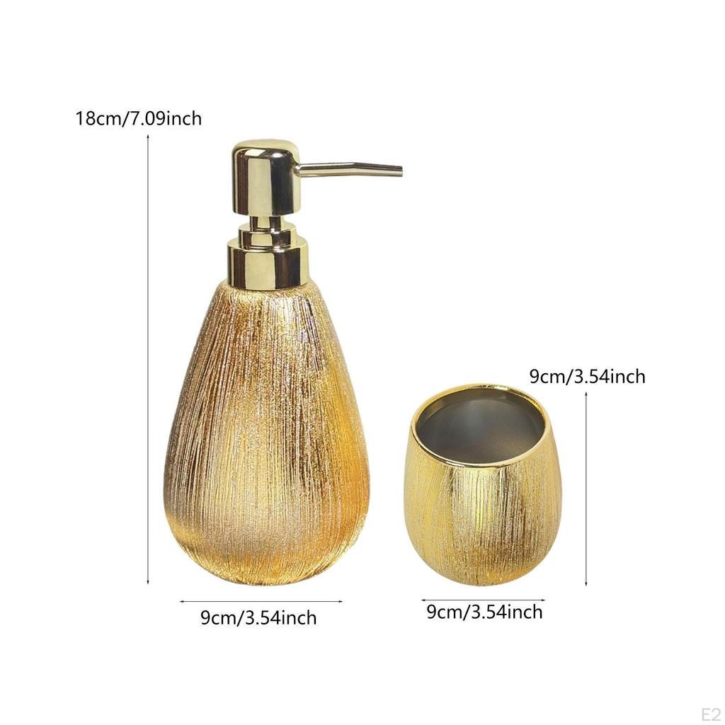 2Pcs Bathroom Accessories Set Mouthwash Cup Portable Modern Lotion Dispenser Counter