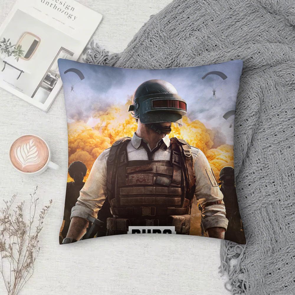 Game P-PUBG B-BATTLEGROUNDS Pillow Case Square Double-Sided Printing Short Plush Sofa Cushion Cover Bedroom Bedside Pillow