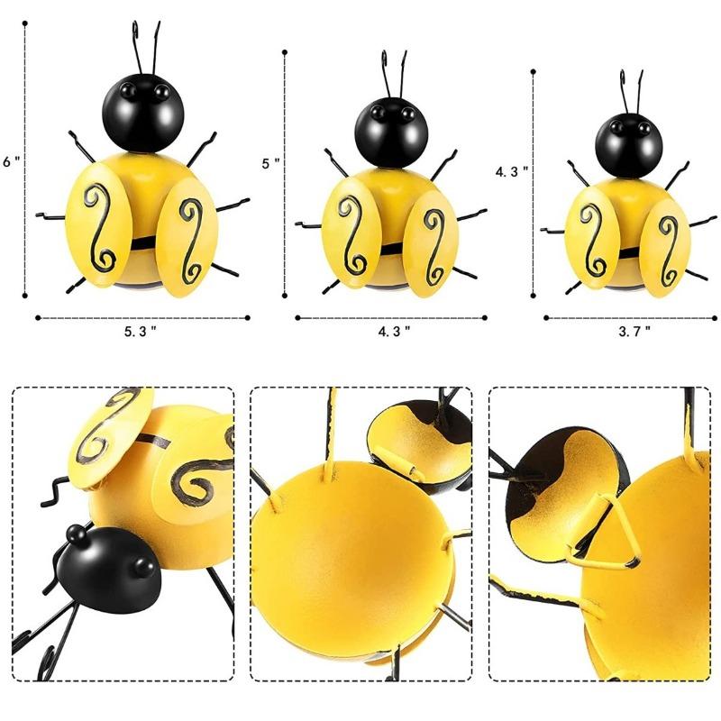 4pcs American Wrought Iron Metal Bee Decoration, Pastoral Bee Wall Decoration, Wall Hanging Wall Decoration