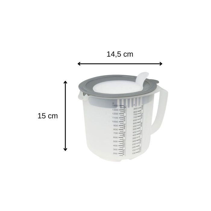 Verre mélangeur et doseur - dr oetker - 1,4 litre - antidérapant - couvercle à débit variable - plastique