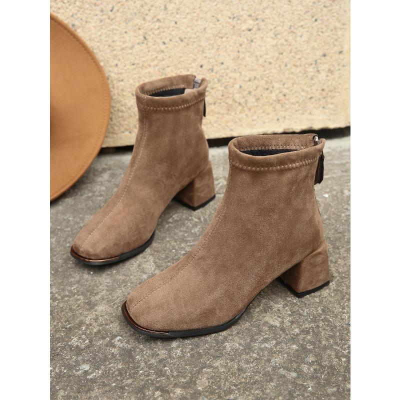 Quadratische Zehenpartie Mittelhoher Absatz Martin Boots Damen 2025 Winter Neu Schlankmachend Übergröße Mode Stiefel