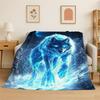 Fenrir Wolf Spirit Moon Dream Animal Flannel Blanket Soft Throw Blanket for Bedroom Living Room Bed Travel Camping Picnic Nap