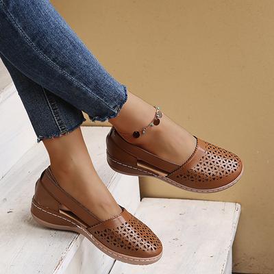 Sandálias Femininas de Moda de Verão Bolsa Feminina Cabeça Vazada Tamanho Grande Salto Inclinado Sapatos Femininos Plataforma Sapatos Solteiros Sapatos Femininos Atacado