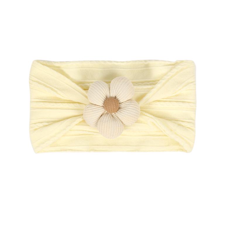 Children's Nylon Headband with Handmade Flowers - Wide, High Elasticity, Soft Jacquard Fabric