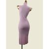 Fashion Style Turtleneck Sleeveless Wool Knitted Vest Skirt Autumn Skinny Slimming Split Pink Sheath Dress Women