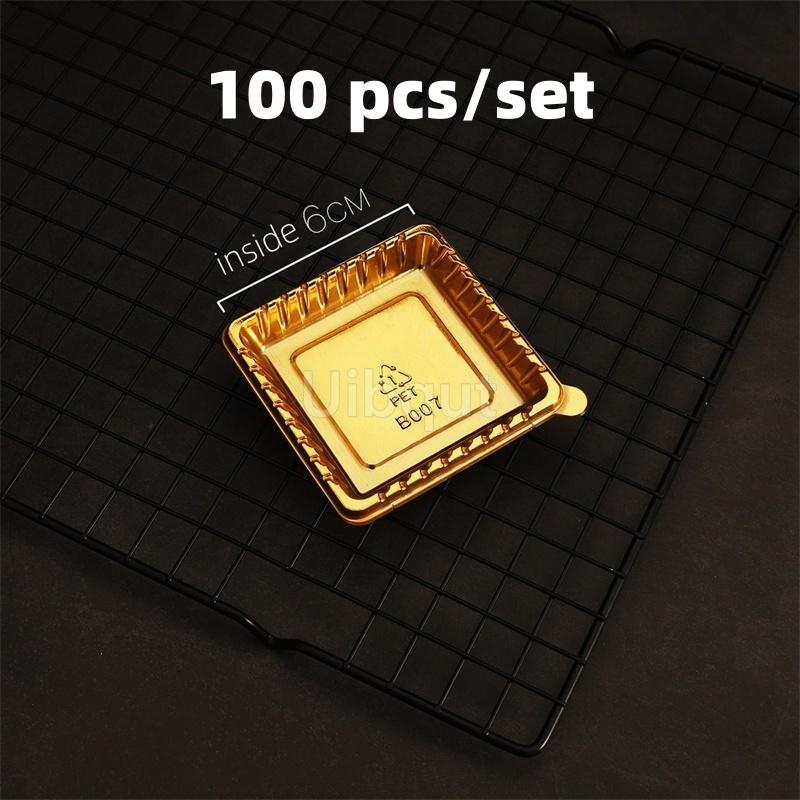 

30 or 100 pcs set Golden silver Chocolates Mousse Mat Bottom Cake Base Board Paper Shape Dessert Christmas Cake Decoration Tools
