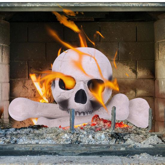 Ceramic Human Skull Campfire Log Reusable Fireproof Campfire Pit Skull Gas Log for Bonfire Fireplace Halloween Decor