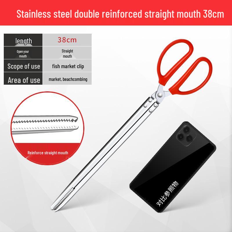 

Stainless Steel Eel & Lobster Tongs, Fish Pliers with Teeth, Outdoor Beachcombing Grabber, Charcoal Tongs