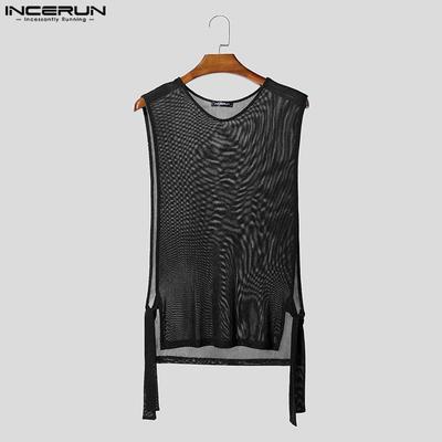 Canotte Casual da Uomo Senza Maniche in Rete Trasparenti con Cutout Laterali e Fasciatura