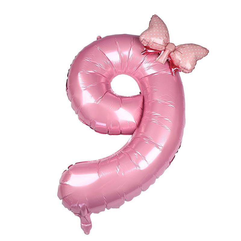 Globos de Cumpleaños con Números 0-9 de 40 Pulgadas Globos Rosas con Lazo de Moño para Cumpleaños de Niñas Princesas Globos para Fiesta de Bodas Globo Gigante con Número