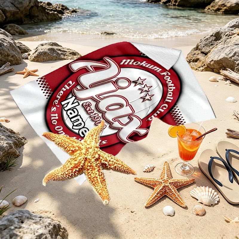Custom Name Personalized Ajax Print Beach Towel, for Trip Camping Beach Party Home Decor, Birthday Gift for Family & Friends