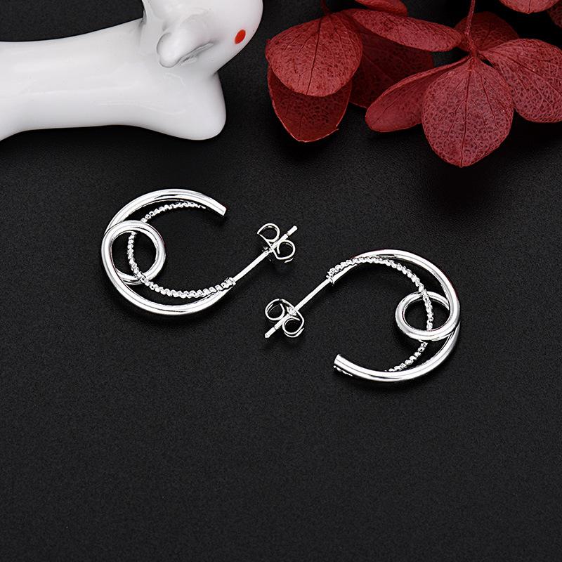 Silver-plated Earrings S925 Silver Earrings, Fashionable and Simple Twisted Wire Silver-plated Earrings for Girls, Earrings Gift