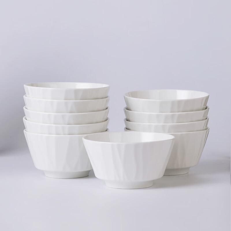 Haoya Jingdezhen Elegant White Ceramic 5-Inch Rice Bowl Set