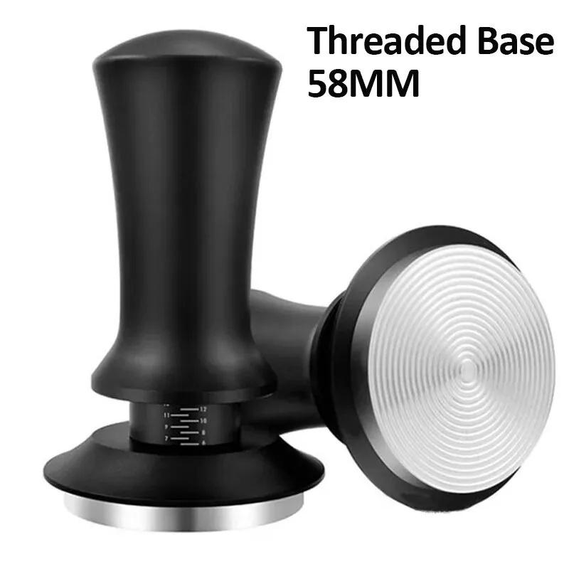 51/53/58Mm Coffee Tamper Stainless Steel Coffee Powder Constant Press Hammer With Scale Thread Base Espresso Accessories