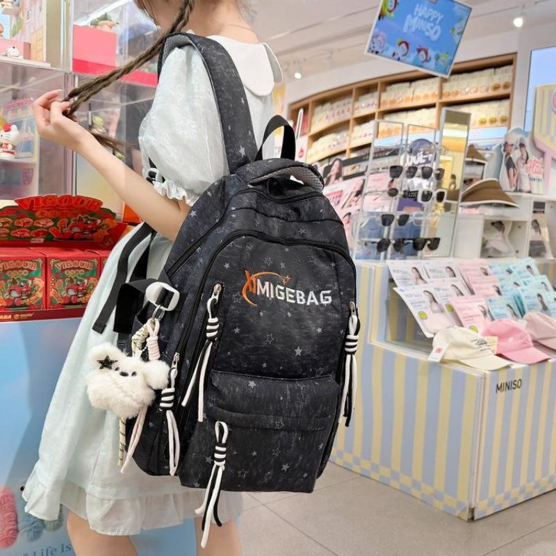 Schoolbag Large Capacity Student Backpack Women's Travel Light Casual Versatile Backpack Star Light Travel College Style School Bag