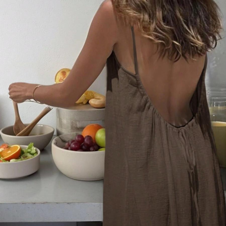 New Women's Strappy Cardigan Loose Backless Home Wear Dress