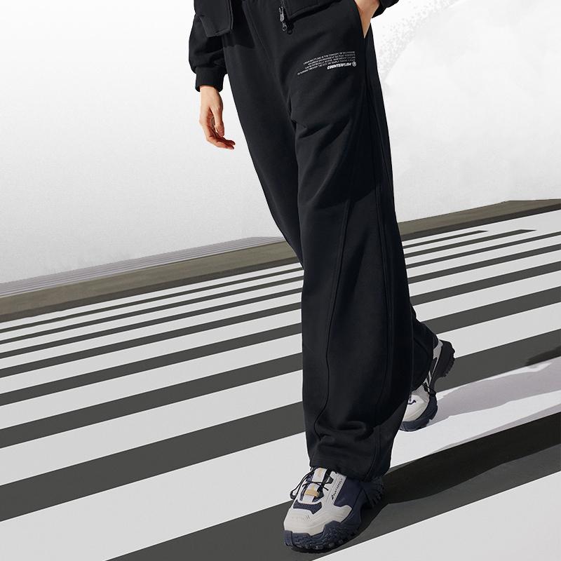 Li Ning CF Suo Solid Color Casual Straight Loose Knit Sports Pants Women bottoms AKLU726-1