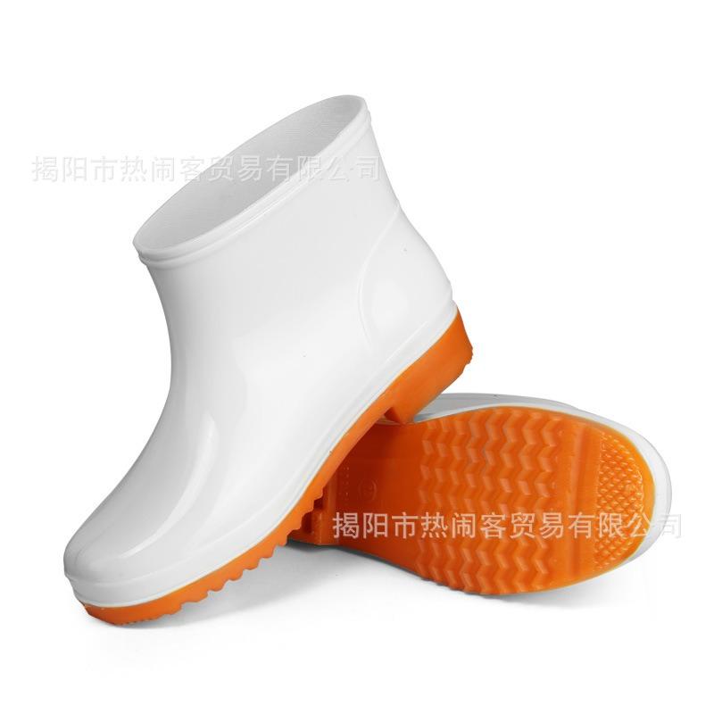 White series rubber shoes high tube medium tube white rain boots low tube low top foot rubber shoes dust-proof work shoes men's water shoes