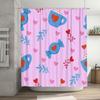 Soft Protective Waterproof Bathroom Shower Curtain Decor with Candy Cup Heart Leaves Design for Kids Bathrooms Pink Blue Red Col