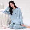 Women's pajamas spring and autumn long-sleeved trousers pure cotton two-piece suit, girls can wear cotton loungewear in autumn and winter