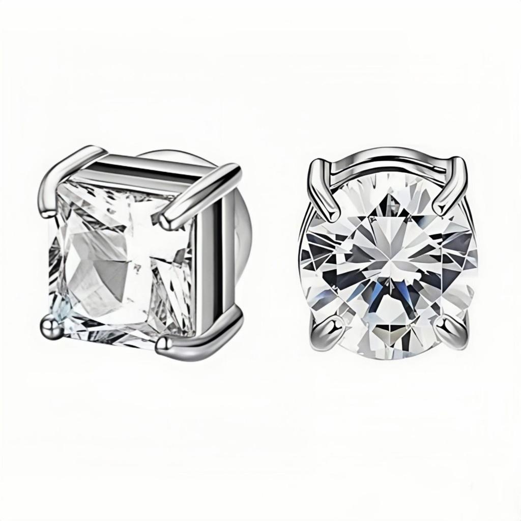 Zirkonia Magnet-Kralle Fake Ohrringe - Unisex Ohrklemme ohne Piercing