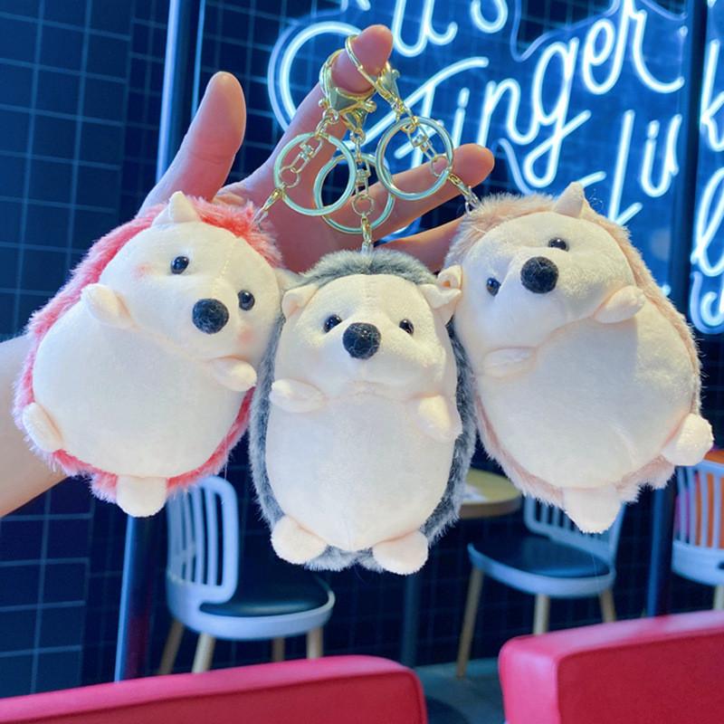 Plush Hedgehog Keychain With Pearl Chain For Bag And Gift For Kids