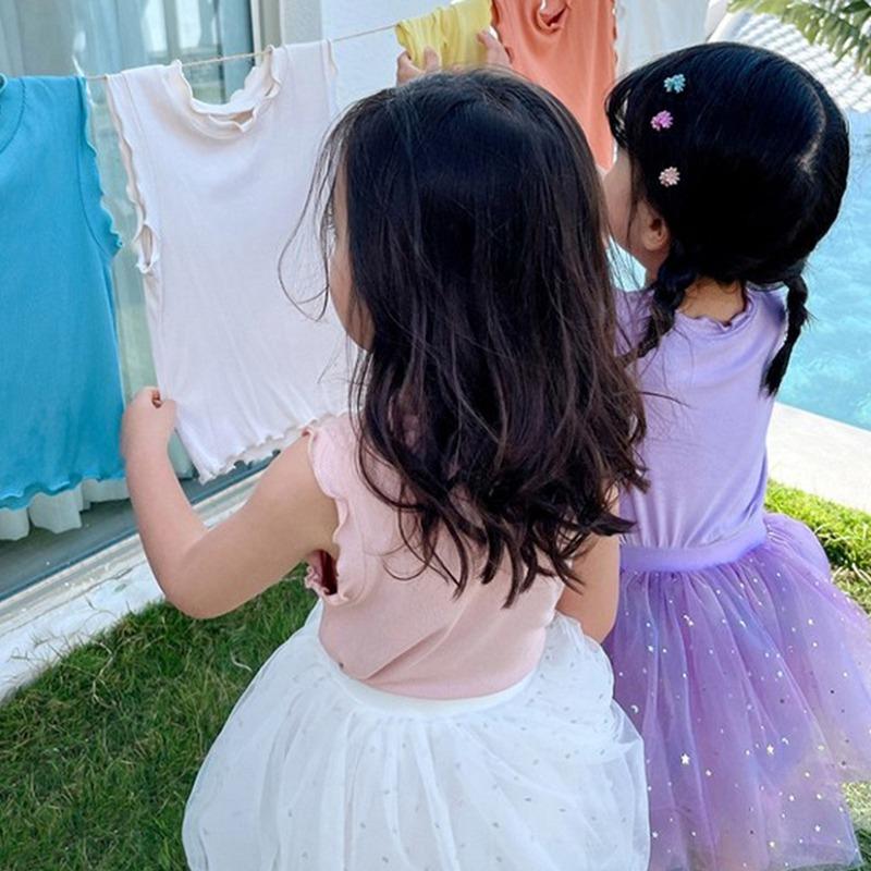 Letnie dziewczęce dzianinowe podkoszulki wspaniałomyślne fajne najniższe koszule na co dzień w cukierkowym kolorze topy