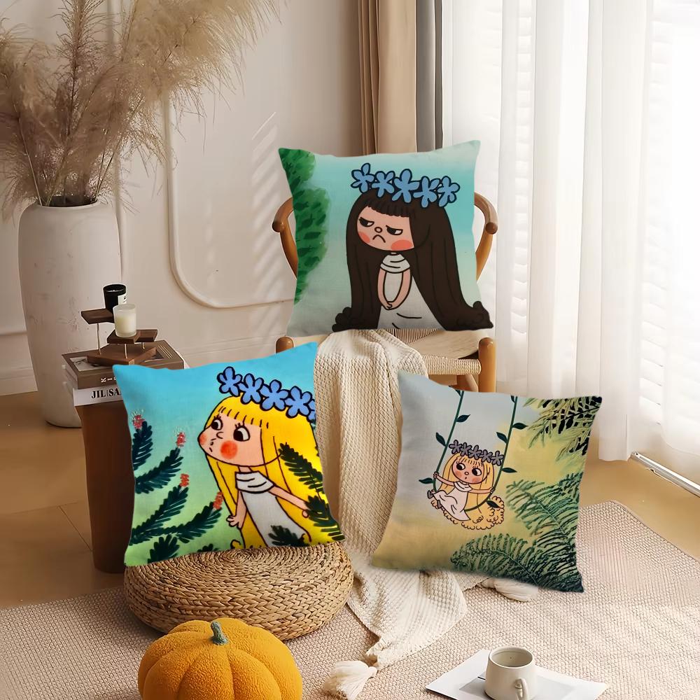 Watercolor Mushroom Cushion Cover Soft Plush Throw Pillow Cover DoubleSided Decorative Cushion Case Sofa Bedroom Home Decor
