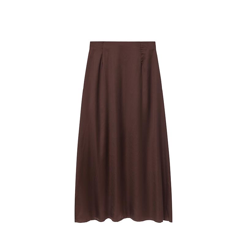 Frühling/Sommer 2024 Bodycon Midi-Rock aus Kunstseide für Damen