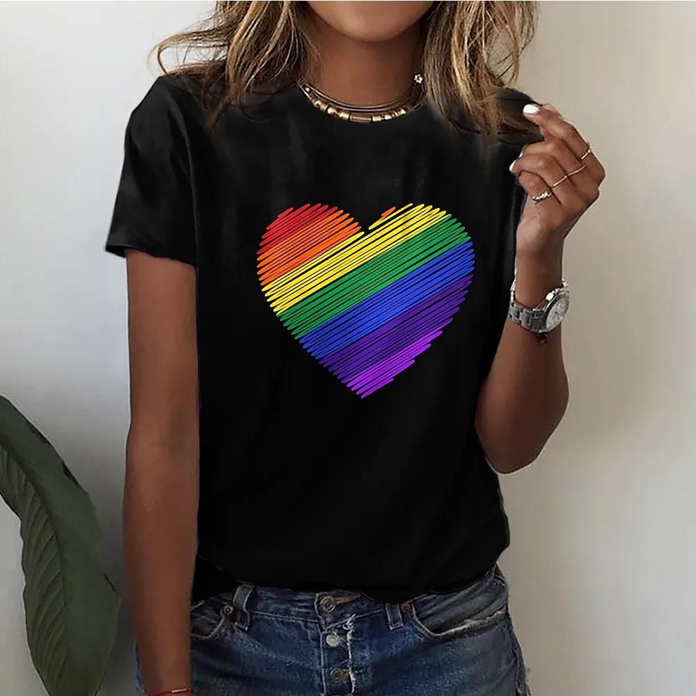 

Summer Elegant Women s Abstract Print T-Shirt Round Neck Street Heart Shape Women s Casual Pullover T-Shirt New Design Tops 6XL