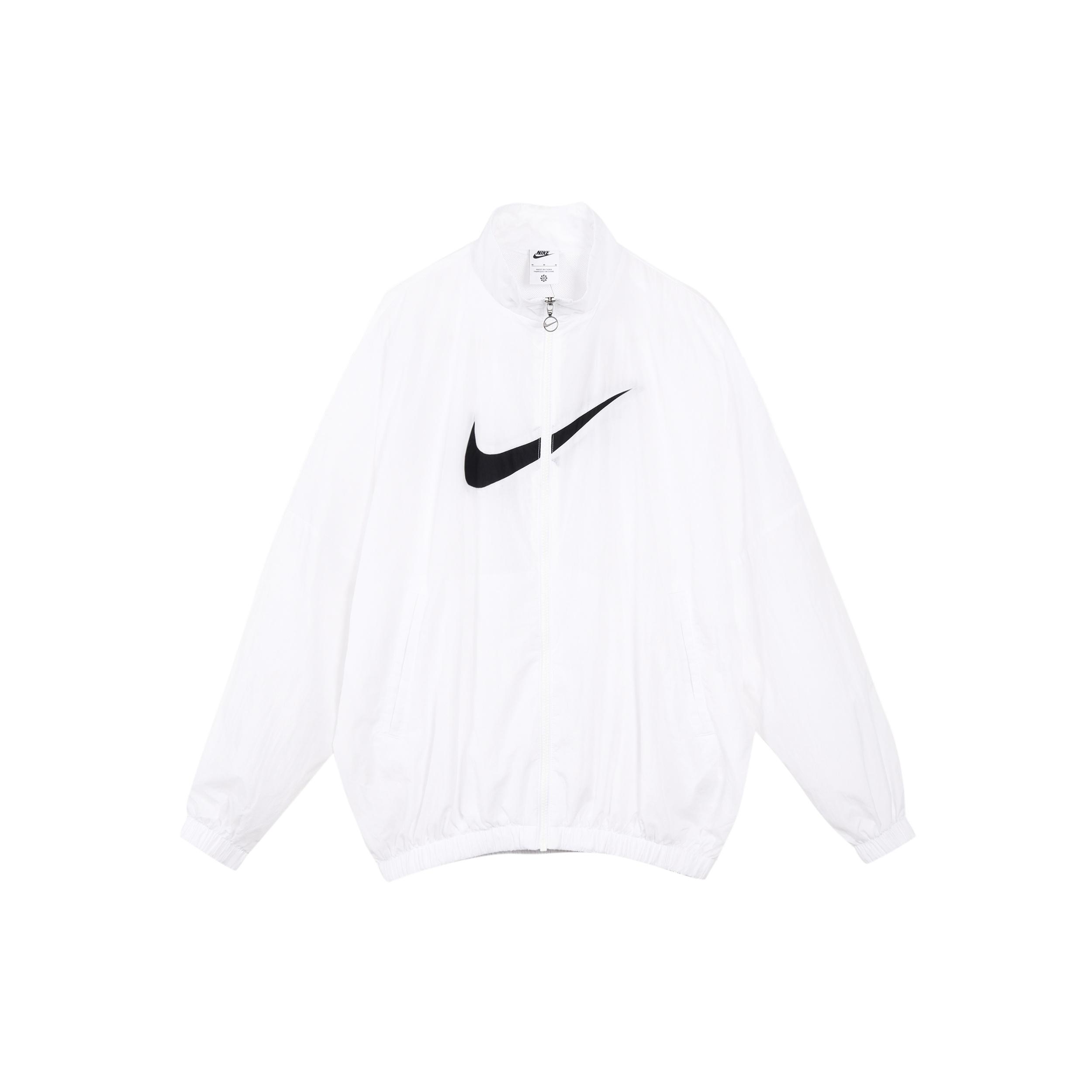 (WMNS) Nike SS22 Sportswear Essential Logo Pattern Wrinkled Woven Loose Stand Collar Jacket White Women s DM6182-100 M