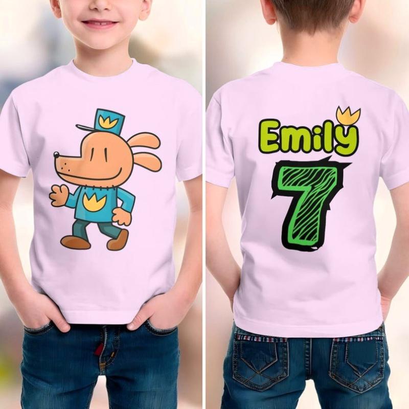 Personalized Dog Police Man Birthday Shirt Gift Custom Name and Age Kids DogMan Cute and Funny Girls and Boys 100 Cotton T-Shirt