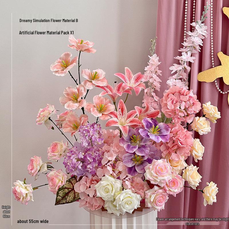 Romantic Wedding Aisle & Table Flower Arrangement: Floral Art Bouquet and Ornaments