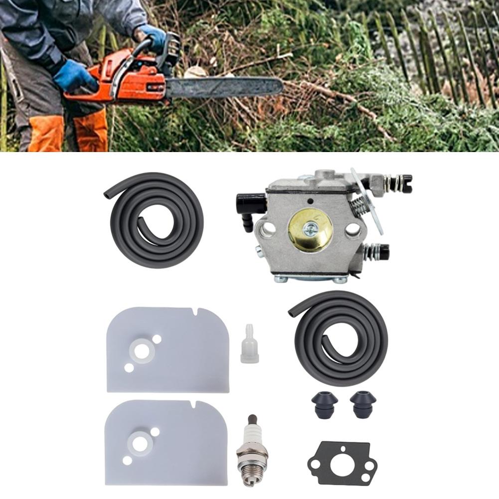 Carburetor Restoration Kit Compatible with Chainsaw 009 and 010 with Sparkplug Air Filters Fuel Pipes Oil Filter and Gasket