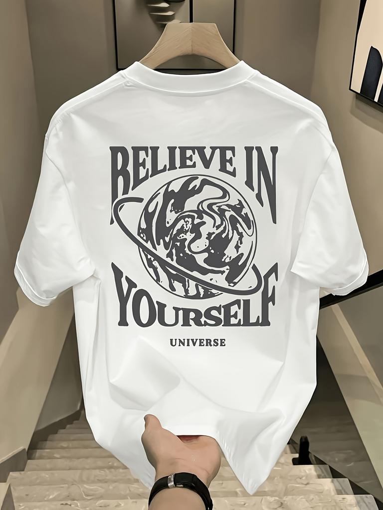 MenS 100 Cotton Casual ShortSleeve TShirt with a Round Neck Trendy Design Versatile for Summer Featuring Print Patterns