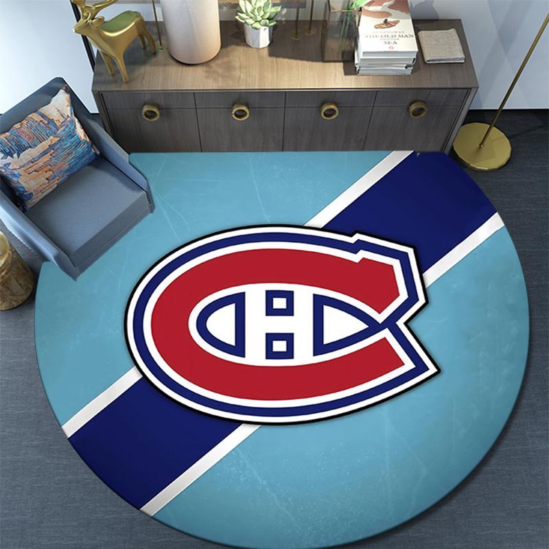 Tappeto Rotondo Montreal Canadiens, Tappeto per Soggiorno Camera da Letto Divano Sala Giochi Decorazione, Tappetino Antiscivolo
