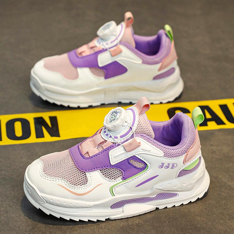 Girls shoes children s board shoes 2025 new spring casual soft-soled girls sports shoes button Dexun shoes mesh surface 30