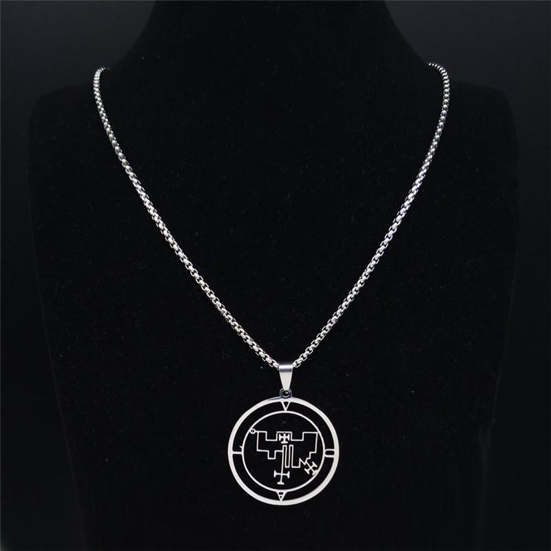 Demon Seal Stainless Steel Necklace Chain Silver Color Satan VUAL Necklaces Pendants Women/Men Jewelry gargantilha N7017S03