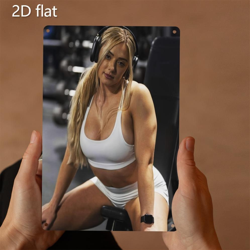 1PC Fitness Women Rest Metal Wall Art Weatherproof Iron Plaque Pre-Drilled Indoor Outdoor Home Garden Decor