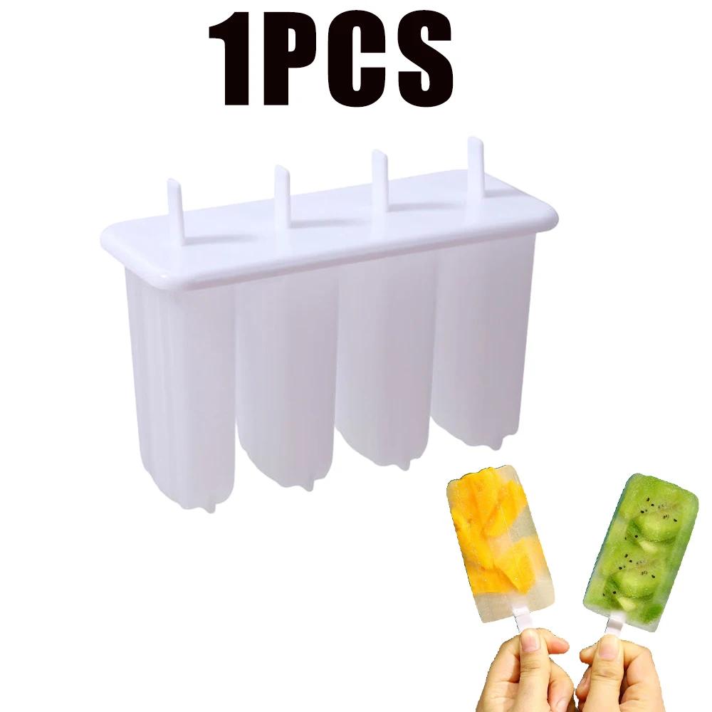 4 Gird Ice Cream Popsicle Mold DIY Homemade Popsicle Molds Ice Cream Reusable Ice Cream Molds With Lid Kitchen Accessories
