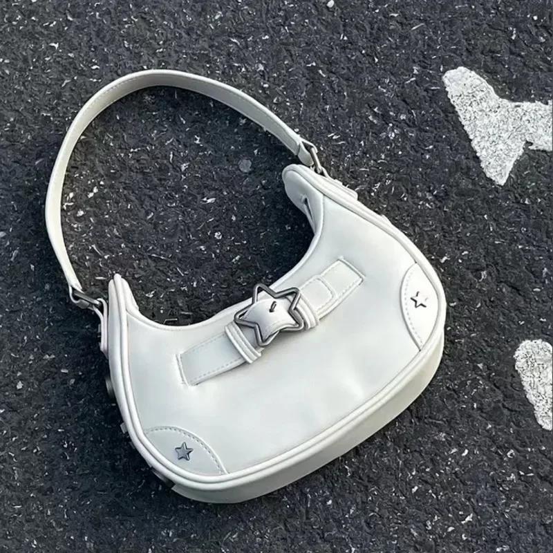 Vintage coreeană ocazional drăguț cu stea albă umăr subraț tote bag doamne sling genți din piele poșete cu fermoar genți de mână femei