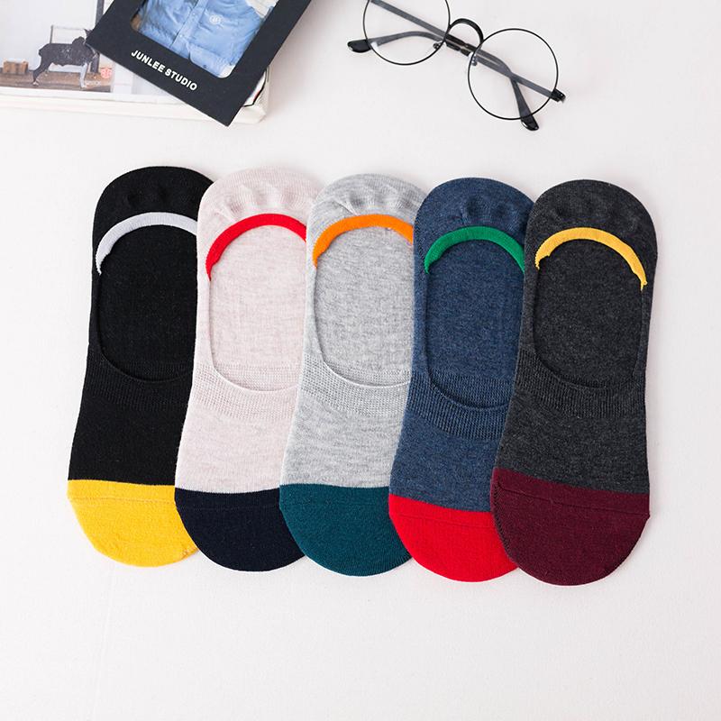 5 Pairs New Arrivals Men Socks Striped Boat Sock Spring Summer Autumn Casual Non-slip Silicone Cotton Breathable Invisible Socks