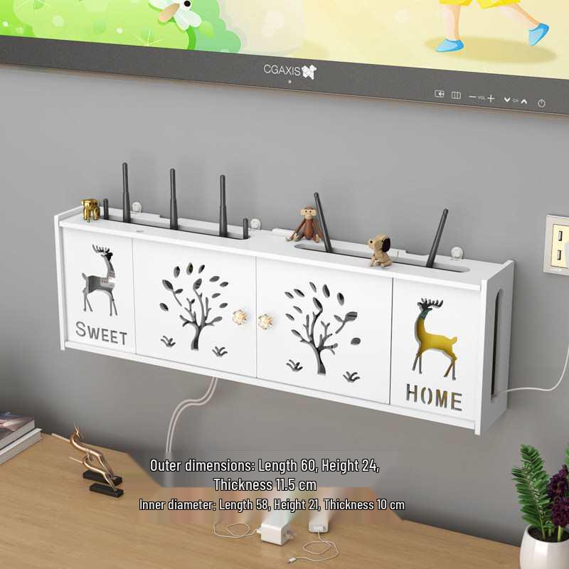 Wall-Mounted No-Drill WiFi Router and TV Set-Top Box Shelf for Living Room/Bedroom