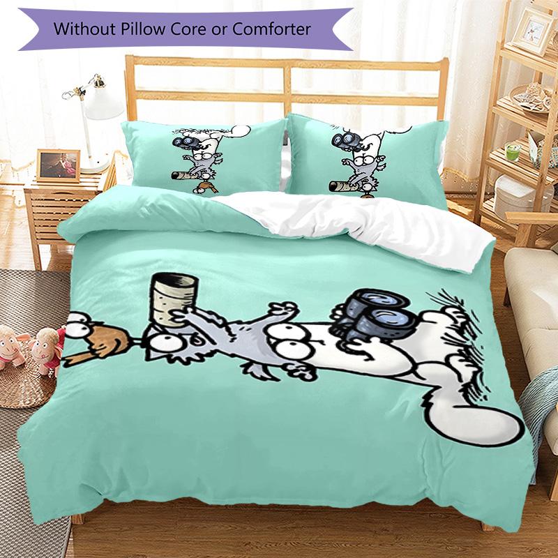 Simon's Katze 3-teiliges Bettwäsche-Set Bettbezug Verschluss Enthält 1 Bettbezug & 2 Kissenbezüge für Alle Jahreszeiten Schlafzimmer Zuhause Wohnheim Dekor