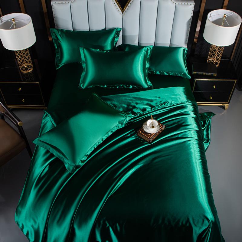 Luxury Mulberry Silky Blending Bedding Set Queen High-end Satin Duvet Cover Set with Sheet Soft Skin Friendly Silky Bedding Sets