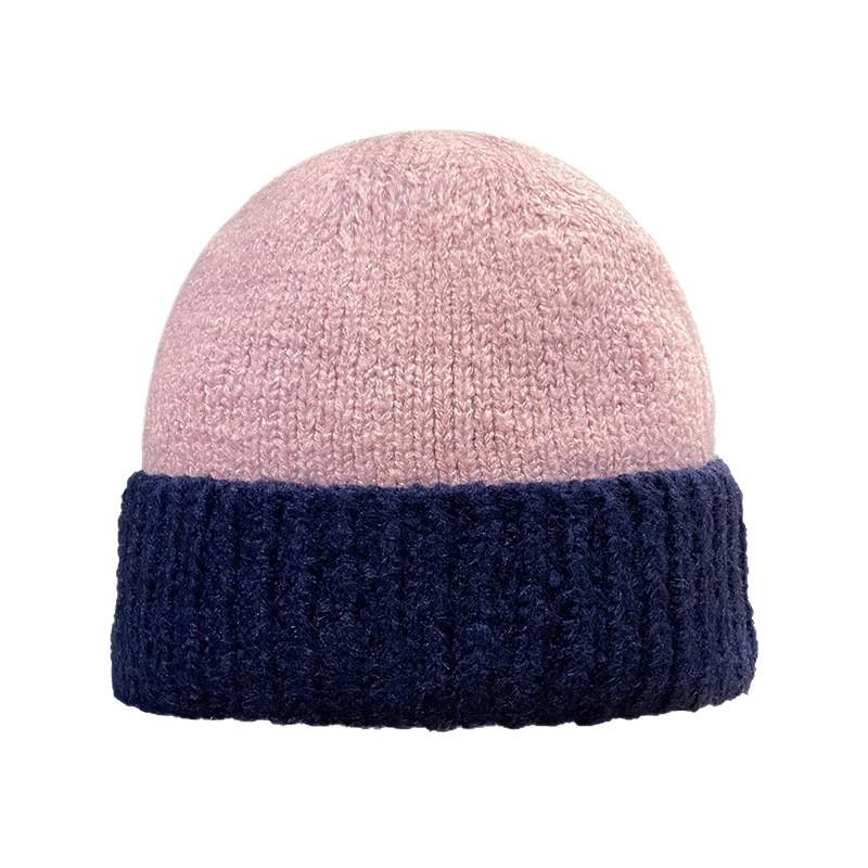 New Color Matching Wool Hat Women's Fashion Autumn and Winter Simple Knitted Hat Versatile Face Small Big Head Circumference Cold Hat