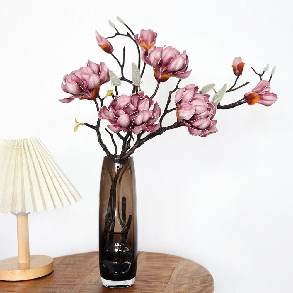Multicolor Artificial Magnolia Flower Accessories PU Yulan Artificial Flower Chinese Style Small Buds Simulation Flower Stem