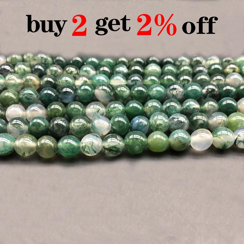 1 Strang/Los 4 6 8 10 12mm Moosgras-Achat Natursteinperlen Lose Abstandshalterperlen Für Schmuckherstellung DIY-Armband Großhandel