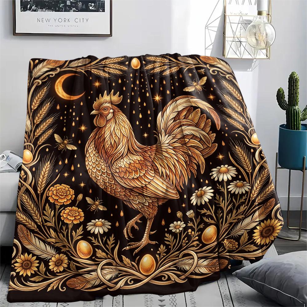 1Pc Butterfly Chicken Vintage Art Print Flannel Blanket High Quality Warm Comfortable Cover for All Seasons Perfect for Gifts Home Decor